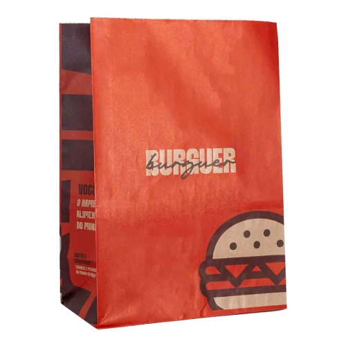 Saco de papel Kraft delivery 32x25x15cm com 50 unidades Hambúrguer Saco de papel Kraft delivery 32x25x15cm com 50 unidades Hambúrguer