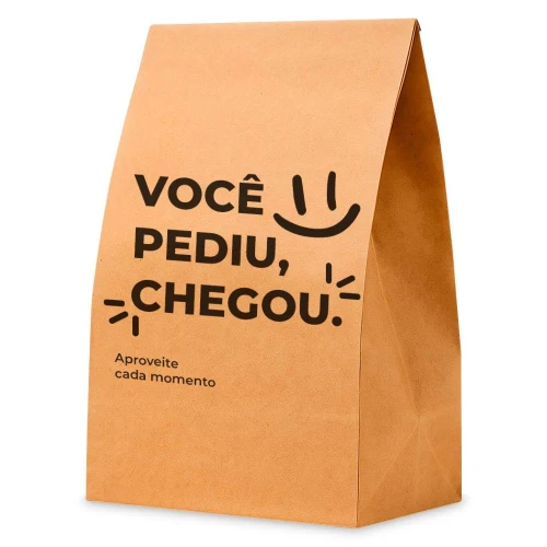 Saco de papel kraft delivery 32x25x15cm com 50 unidades decorado