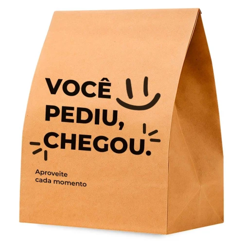 Saco de papel kraft delivery 32x30x18cm com 50 unidades decorado