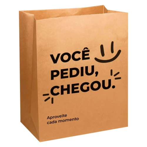 Saco de papel kraft delivery 32x30x18cm com 50 unidades decorado