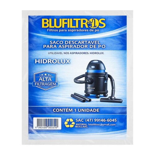 Saco descartável para aspirador de pó hidrolux Blufiltros