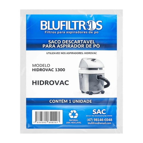 Saco descartável para aspirador de pó hidrovac 1300 Blufiltros