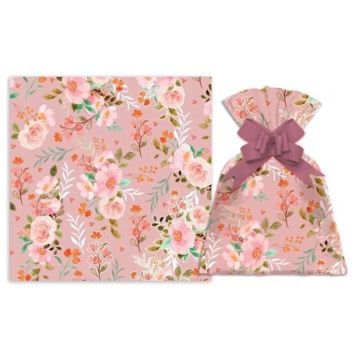 Saco metalizado 30x45cm feminino Sweet Rose com 50 unidades Gala