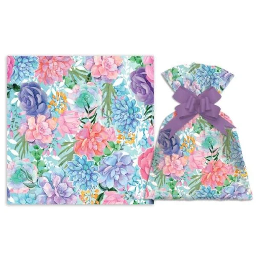 Saco metalizado 30x45cm feminino Primavera com 50 unidades Gala