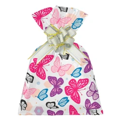 Saco metalizado 25x35cm feminino borboletas com 50 unidades Gala