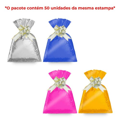 Saco metalizado 25x35cm liso modelos variados com 50 unidades