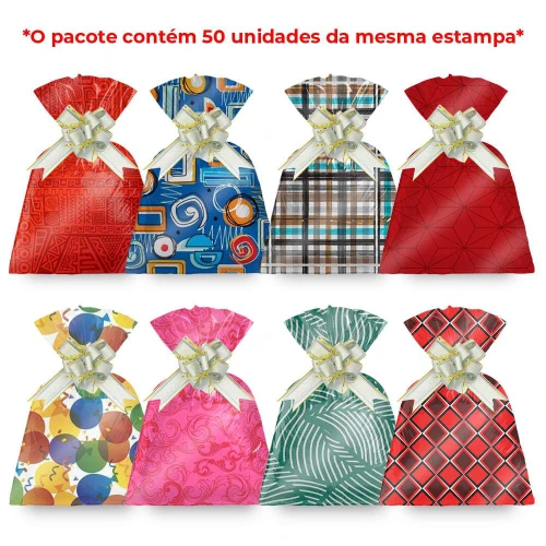 Saco metalizado 25x35cm neutro modelos variados com 50 unidades Saco metalizado 25x35cm neutro modelos variados com 50 unidades