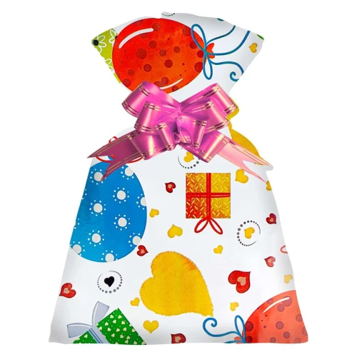 Saco metalizado 43x59cm infantil Baloons com 50 unidades Gala