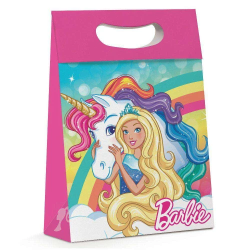 Sacola kraft Plus licenciada Barbie Dreamtopia 26x11cm
