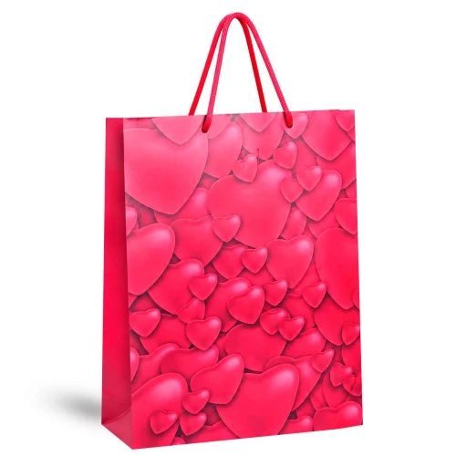 Sacola para presente de papel 25x35cm Corações