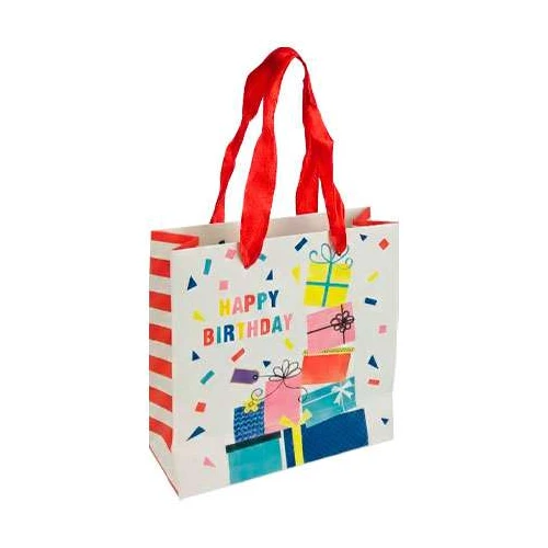 Sacola para presente papel 14,5x15cm happy birthday Sacola para presente papel 14,5x15cm happy birthday