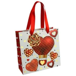 Sacola para presente papel 14,5x15cm love vermelho