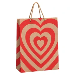 Sacola para presente papel 26x21cm kraft P coração
