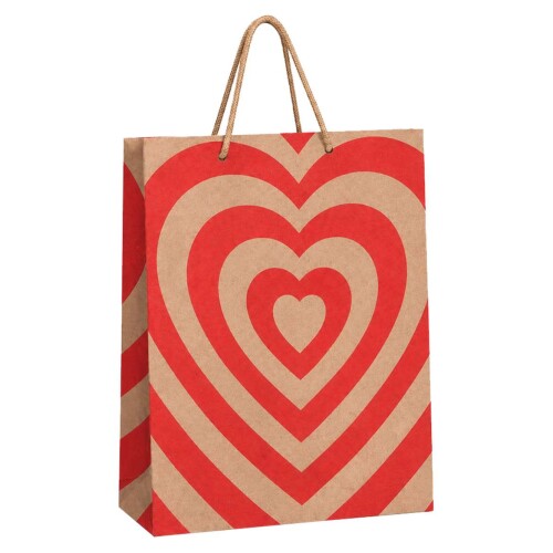 Sacola para presente papel 26x21cm kraft P coração