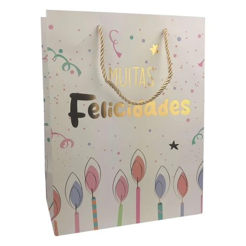 Sacola para presente papel aniversário 28x37cm