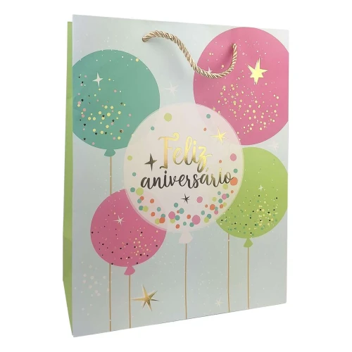 Sacola para presente papel aniversário sortido 24x31cm