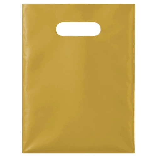 Sacola plástica para loja fina 30x40cm ouro com 50 unidades