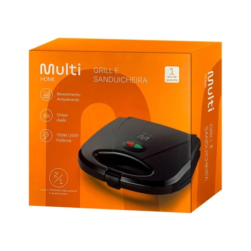 Sanduicheira e grill antiaderente 220v/750w gourmet Multilaser