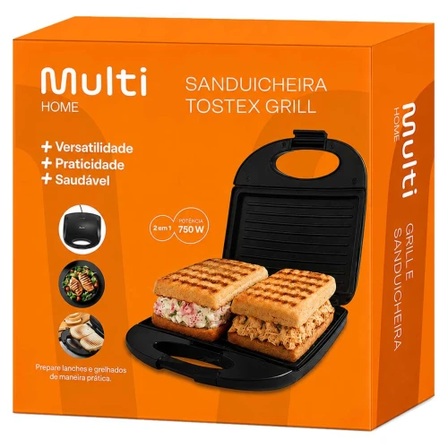Sanduicheira e grill antiaderente 220v/750w gourmet Multilaser Sanduicheira e grill antiaderente 220v/750w gourmet Multilaser