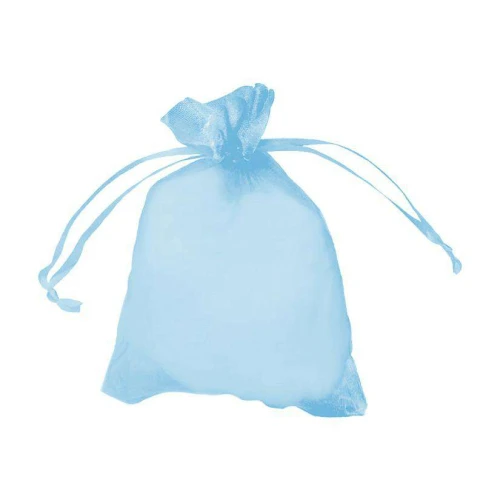 Saquinho para presente cetim liso azul claro 09x12cm Comercial Wei