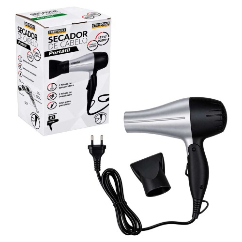 Secador de cabelo portátil 220 e 1800w cinza dobrável