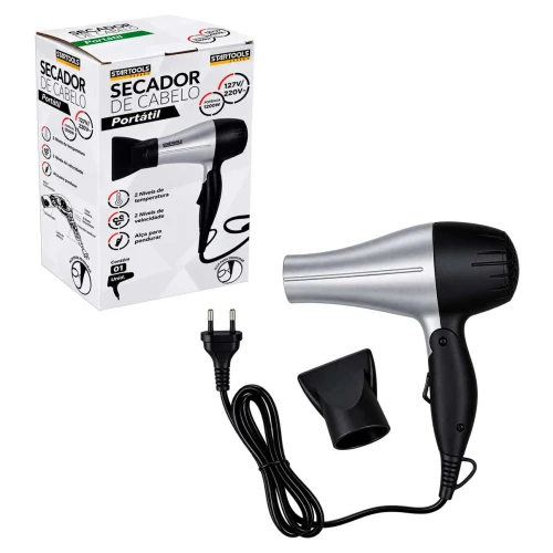Secador de cabelo portátil 220 e 1800w cinza dobrável
