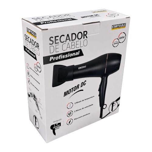 Secador de cabelo profissional 220v e 1800w preto (v)