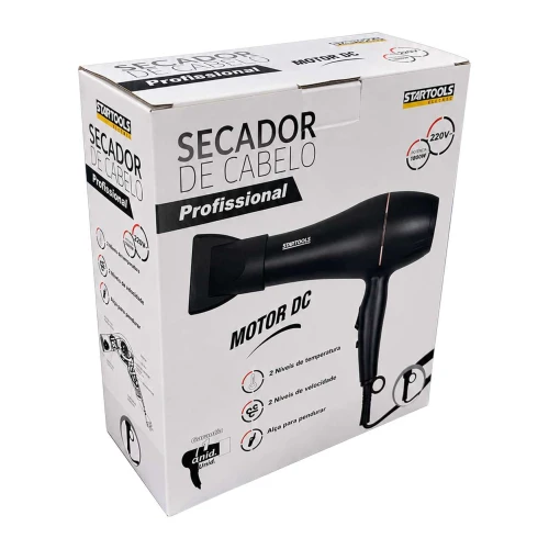 Secador de cabelo profissional 220v e 1800w preto (v) Secador de cabelo profissional 220v e 1800w preto (v)