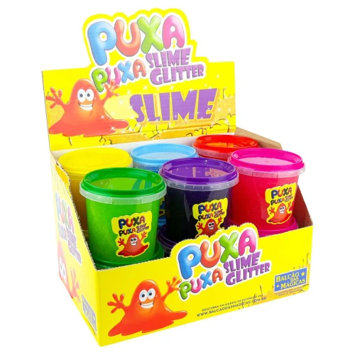Slime puxa puxa glitter 180g sortidas Balcão das Mágicas