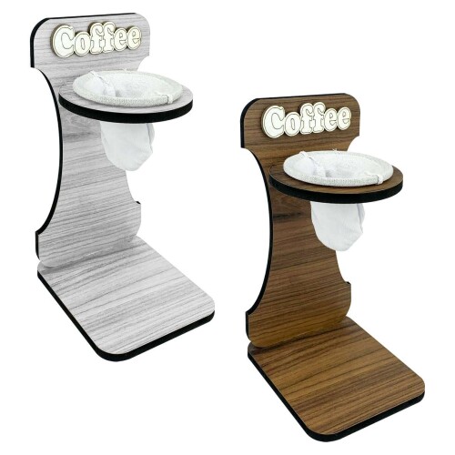 Suporte de mdf para café com coador de pano decorativo