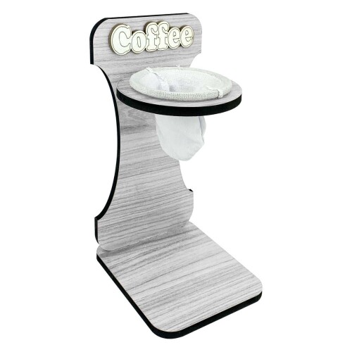 Suporte de mdf para café com coador de pano decorativo