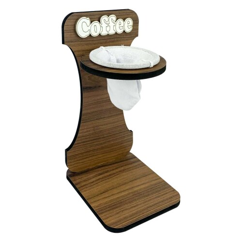 Suporte de mdf para café com coador de pano decorativo