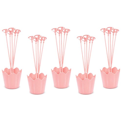 Suporte para balão plastica vareta cachepo Rosa bb com 5 unidades Suporte para balão plastica vareta cachepo Rosa bb com 5 unidades