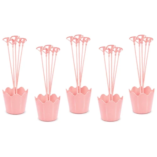 Suporte para balão plastica vareta cachepo Rosa bb com 5 unidades Suporte para balão plastica vareta cachepo Rosa bb com 5 unidades