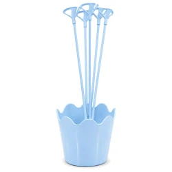 Suporte para balão plastico vareta cachepo azul bb com 5 unidades