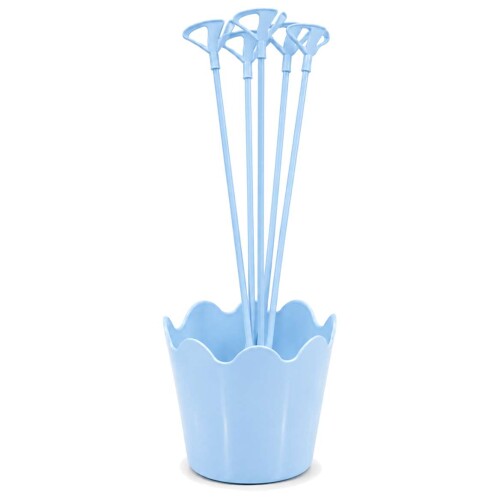 Suporte para balão plastico vareta cachepo azul bb com 5 unidades Suporte para balão plastico vareta cachepo azul bb com 5 unidades