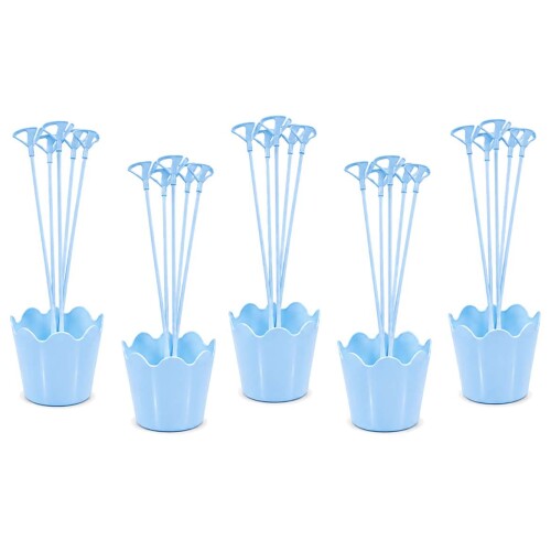 Suporte para balão plastico vareta cachepo azul bb com 5 unidades Suporte para balão plastico vareta cachepo azul bb com 5 unidades