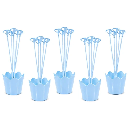 Suporte para balão plastico vareta cachepo azul bb com 5 unidades