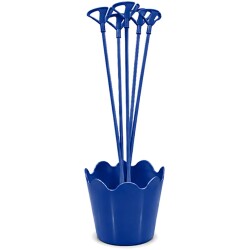 Suporte para balão plastico vareta cachepo azul com 5 unidades