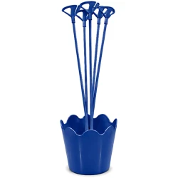 Suporte para balão plastico vareta cachepo azul com 5 unidades