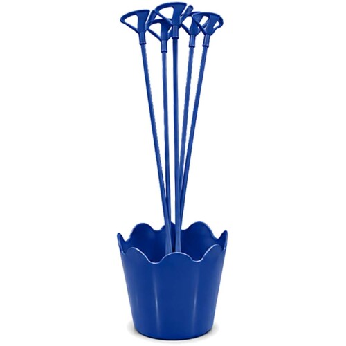 Suporte para balão plastico vareta cachepo azul com 5 unidades Suporte para balão plastico vareta cachepo azul com 5 unidades