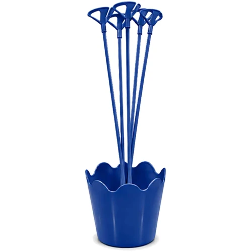 Suporte para balão plastico vareta cachepo azul com 5 unidades