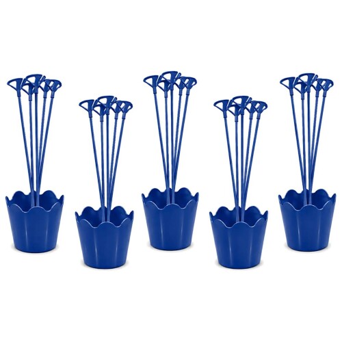 Suporte para balão plastico vareta cachepo azul com 5 unidades Suporte para balão plastico vareta cachepo azul com 5 unidades