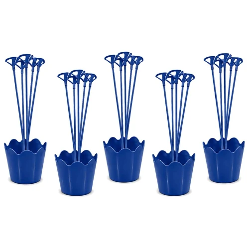 Suporte para balão plastico vareta cachepo azul com 5 unidades