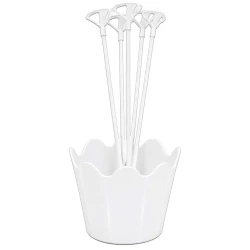 Suporte para balão plastico vareta cachepo branco com 5 unidades