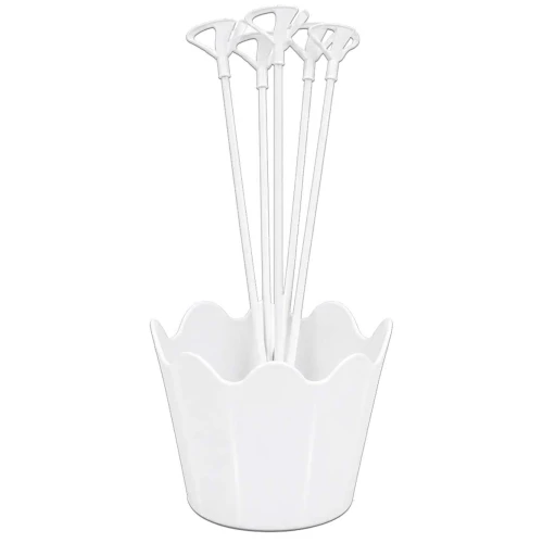 Suporte para balão plastico vareta cachepo branco com 5 unidades