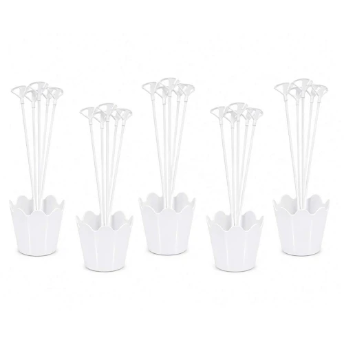 Suporte para balão plastico vareta cachepo branco com 5 unidades Suporte para balão plastico vareta cachepo branco com 5 unidades
