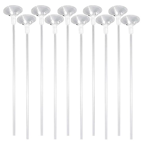 Suporte para balão plástico vareta incolor com 10 unidades Suporte para balão plástico vareta incolor com 10 unidades