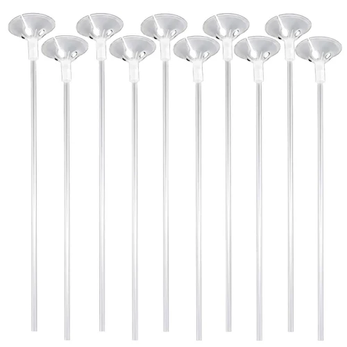Suporte para balão plástico vareta incolor com 10 unidades