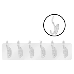 Suporte para parede plástico com 06 ganchos dupla face 35x6,5cm Rio Tijucas